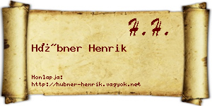 Hübner Henrik névjegykártya